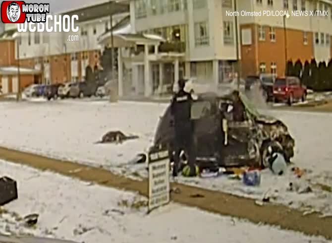 Video :During a car chase, she is thrown out of her vehicle